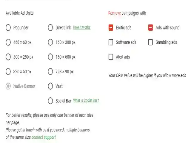 tipos de anuncios de adsterra